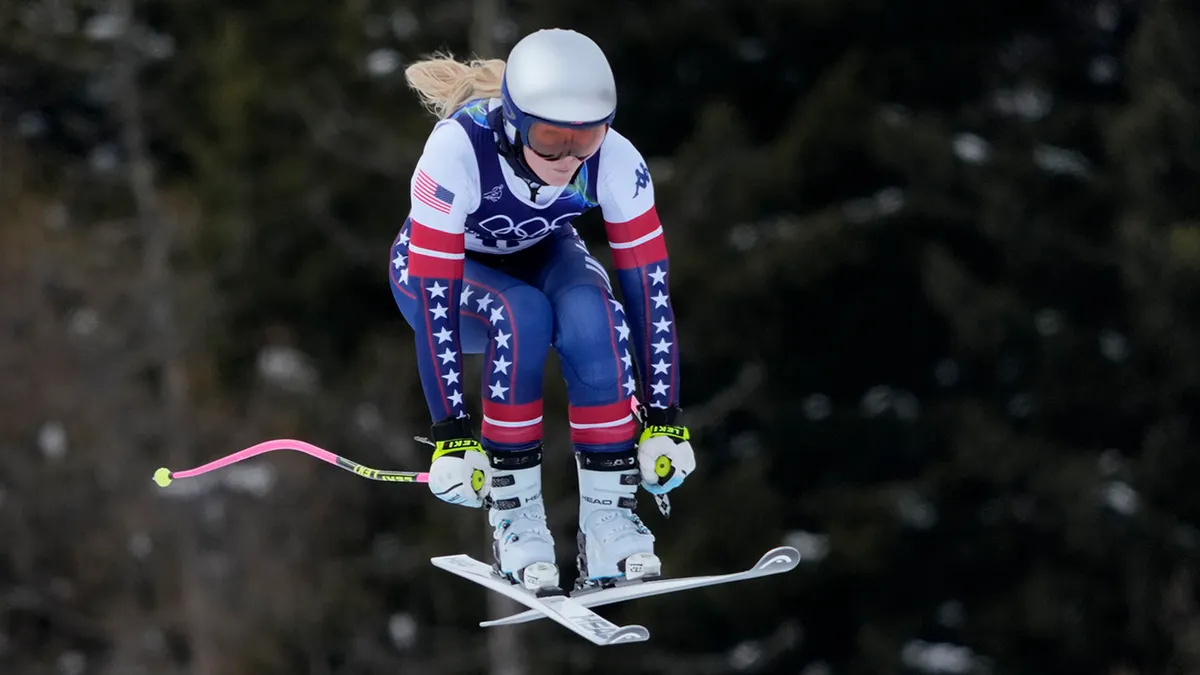 Lindsey Vonn at Olympic downhill training 