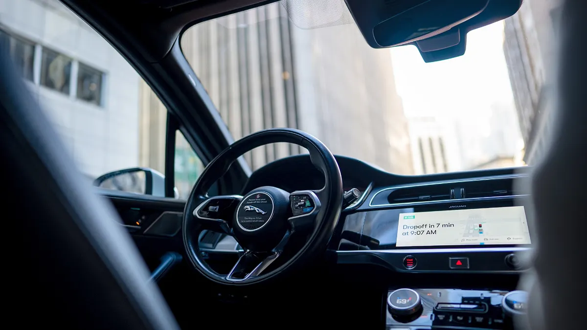 View of a Waymo Jaguar driver seat
